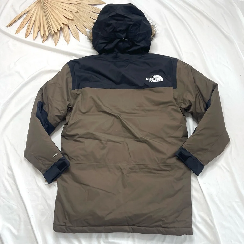 The North Face Bedford Down Insulated Smokey Brown Black Fur Parka Jacket Coat